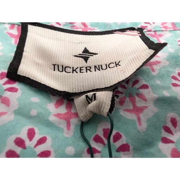 NWT Tuckernuck Kenzo Dress Teal Seagrass Block Print Boho Mini Size Medium - Picture 5 of 9